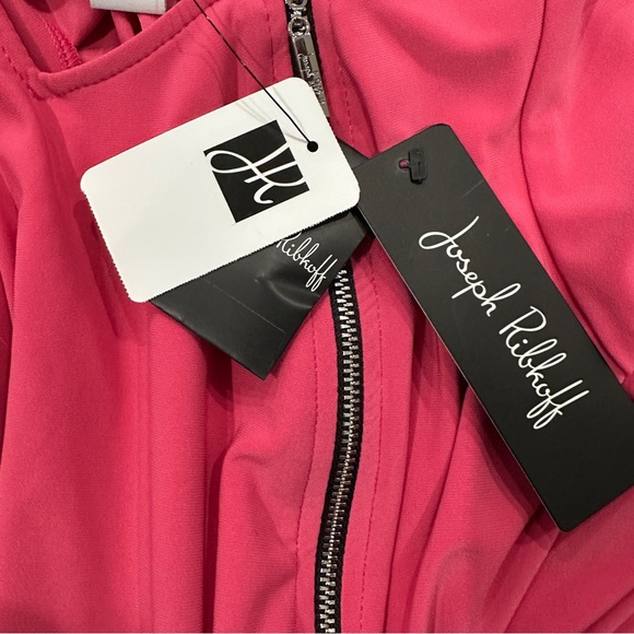 {nwt}Joseph Ribkoff Pink Asymmetrical Zipper Blouse - Picture 6 of 9